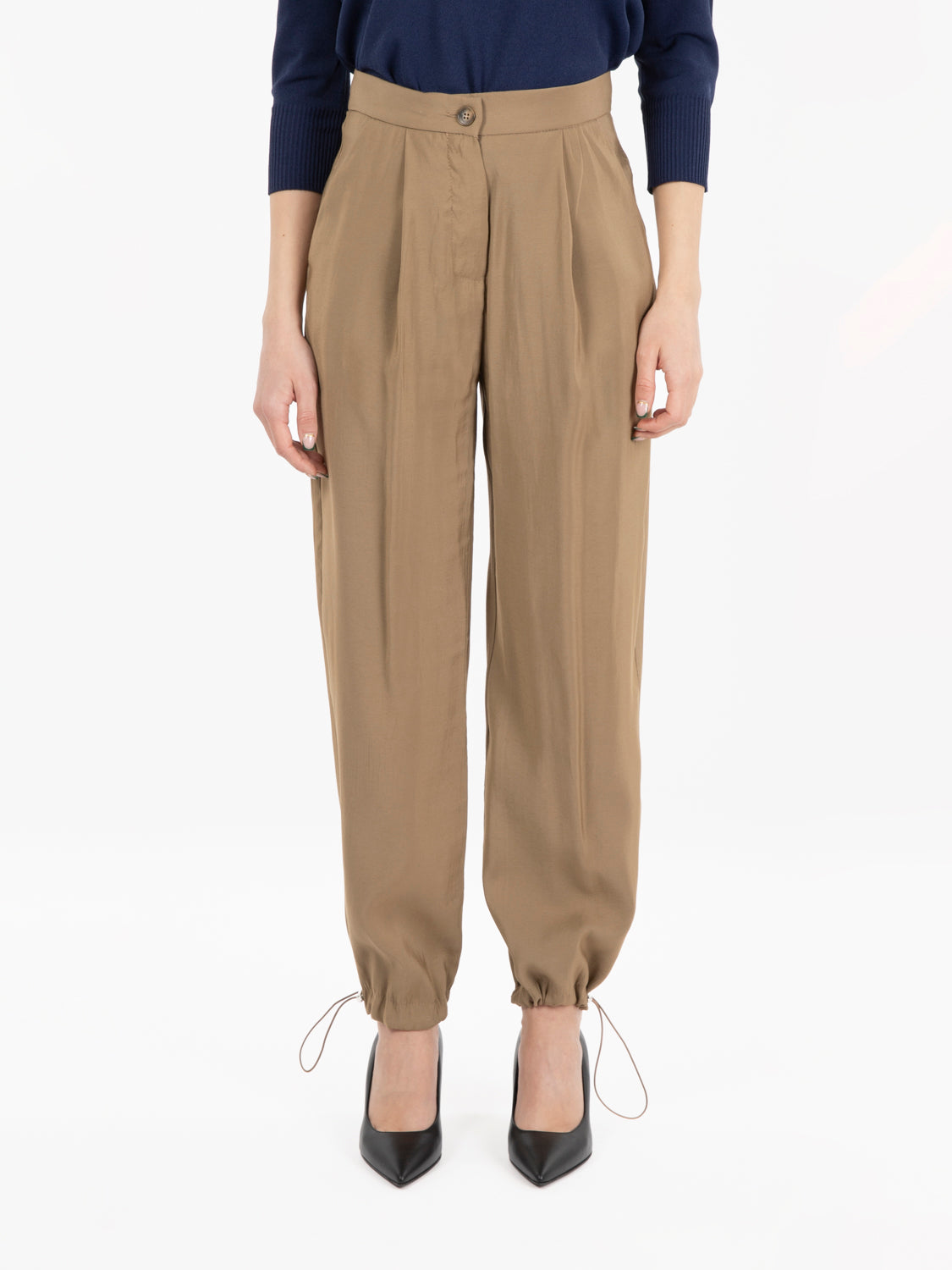 Pantaloni con coulisse tortora