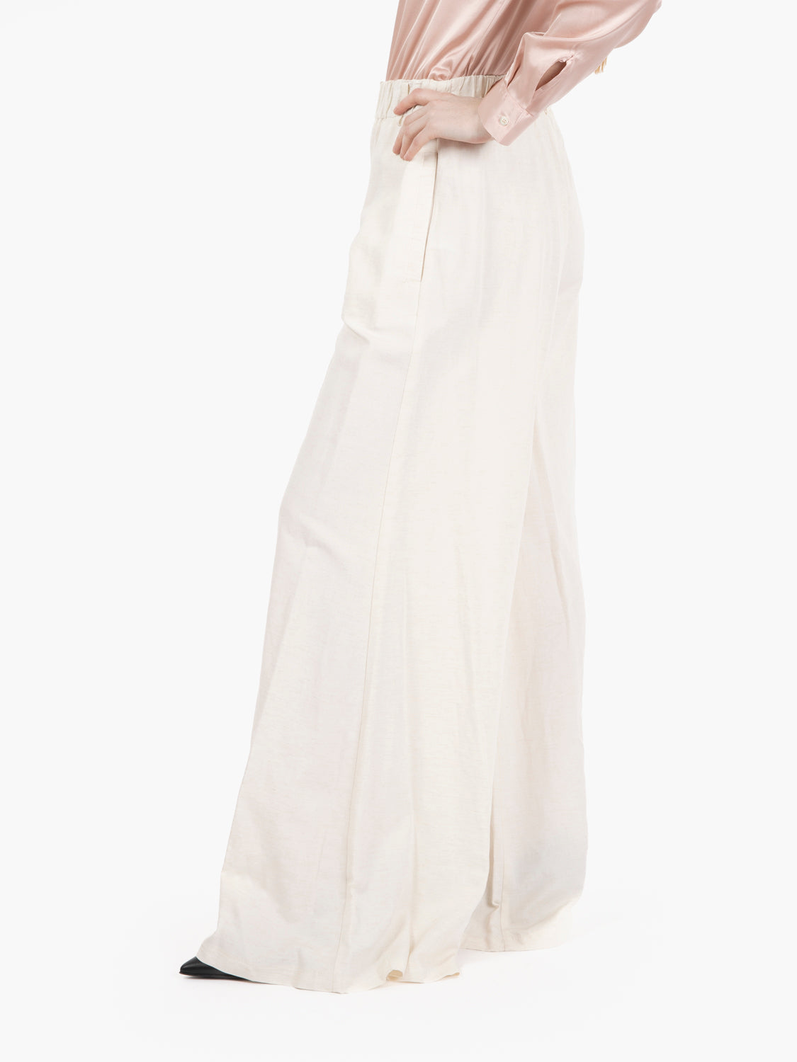 Pantaloni con vita elastica beige