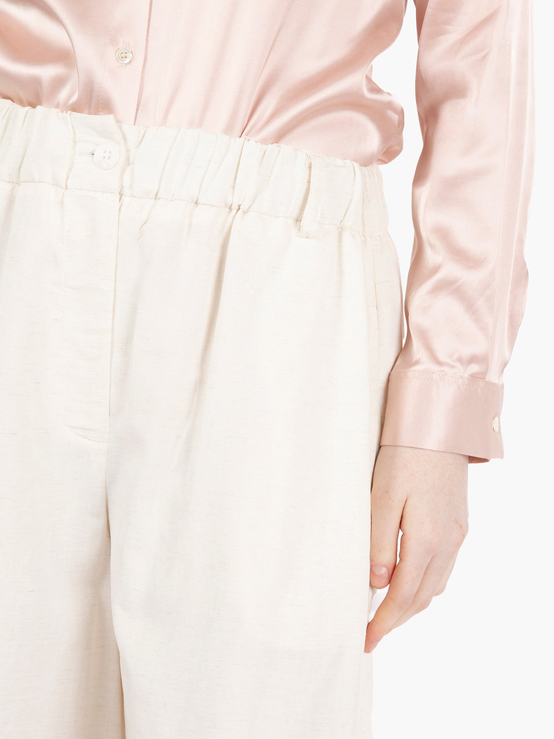 Pantaloni con vita elastica beige