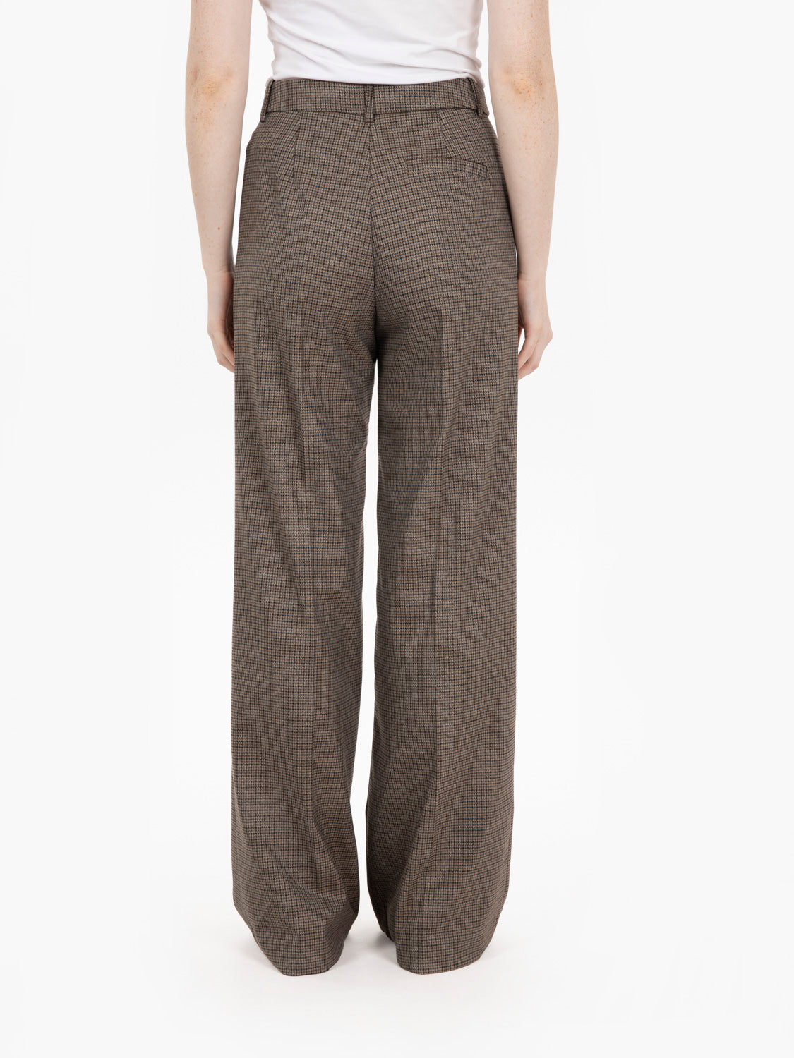 Dark brown check straight trousers