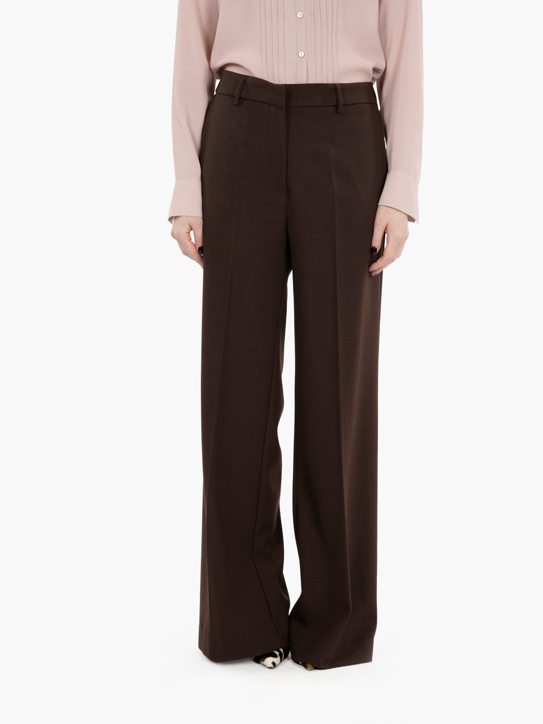 Dark brown straight leg trousers