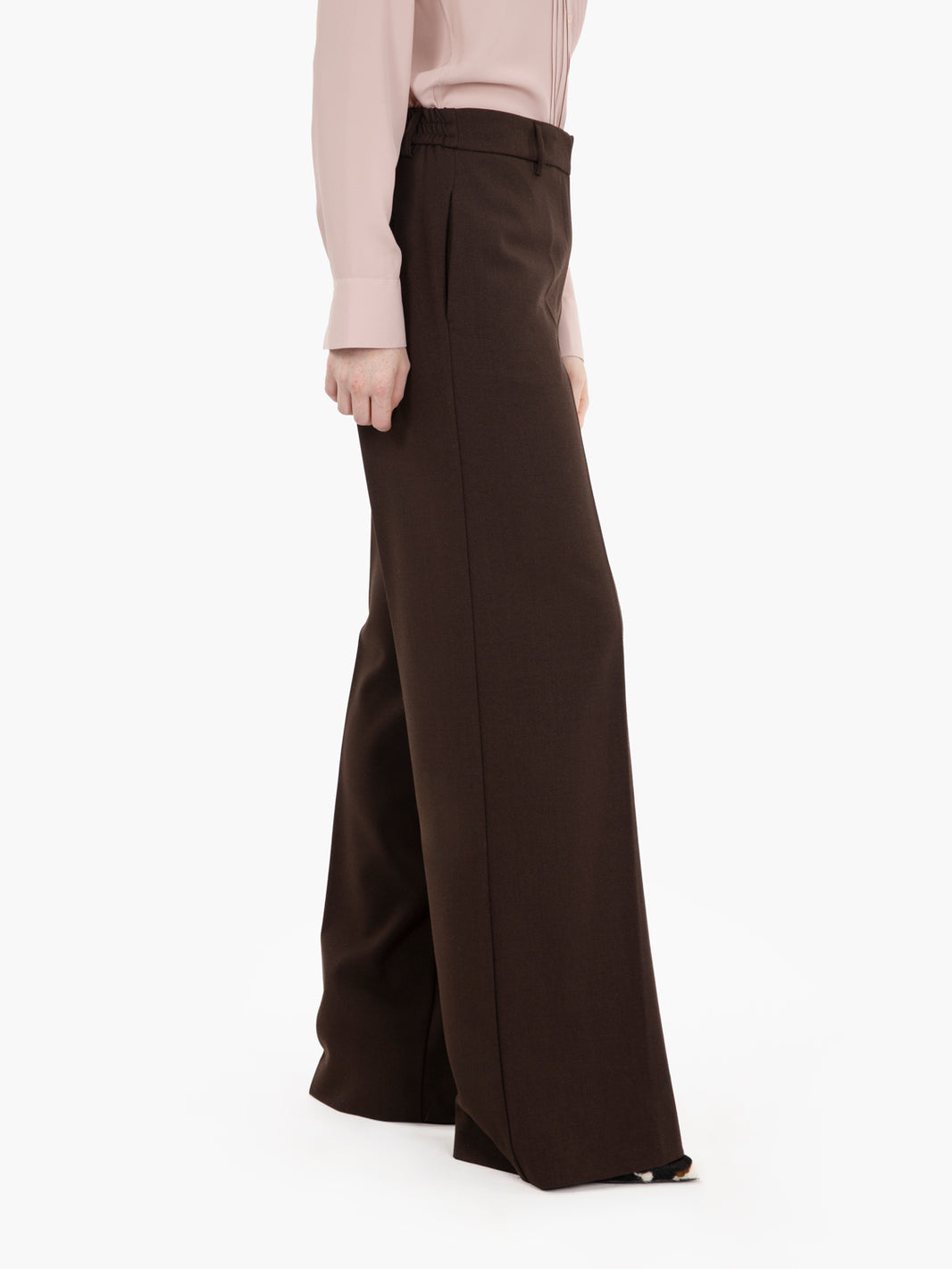 Dark brown straight leg trousers
