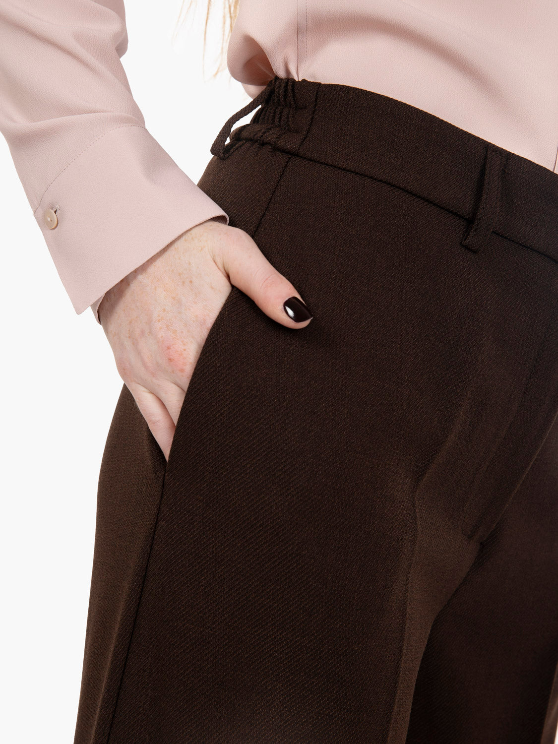 Dark brown straight leg trousers