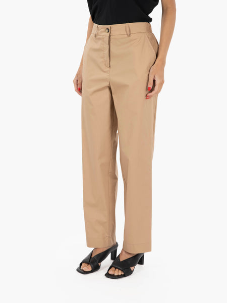 Pantaloni in cotone cammello