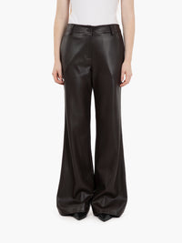 Pantaloni in ecopelle flare moro