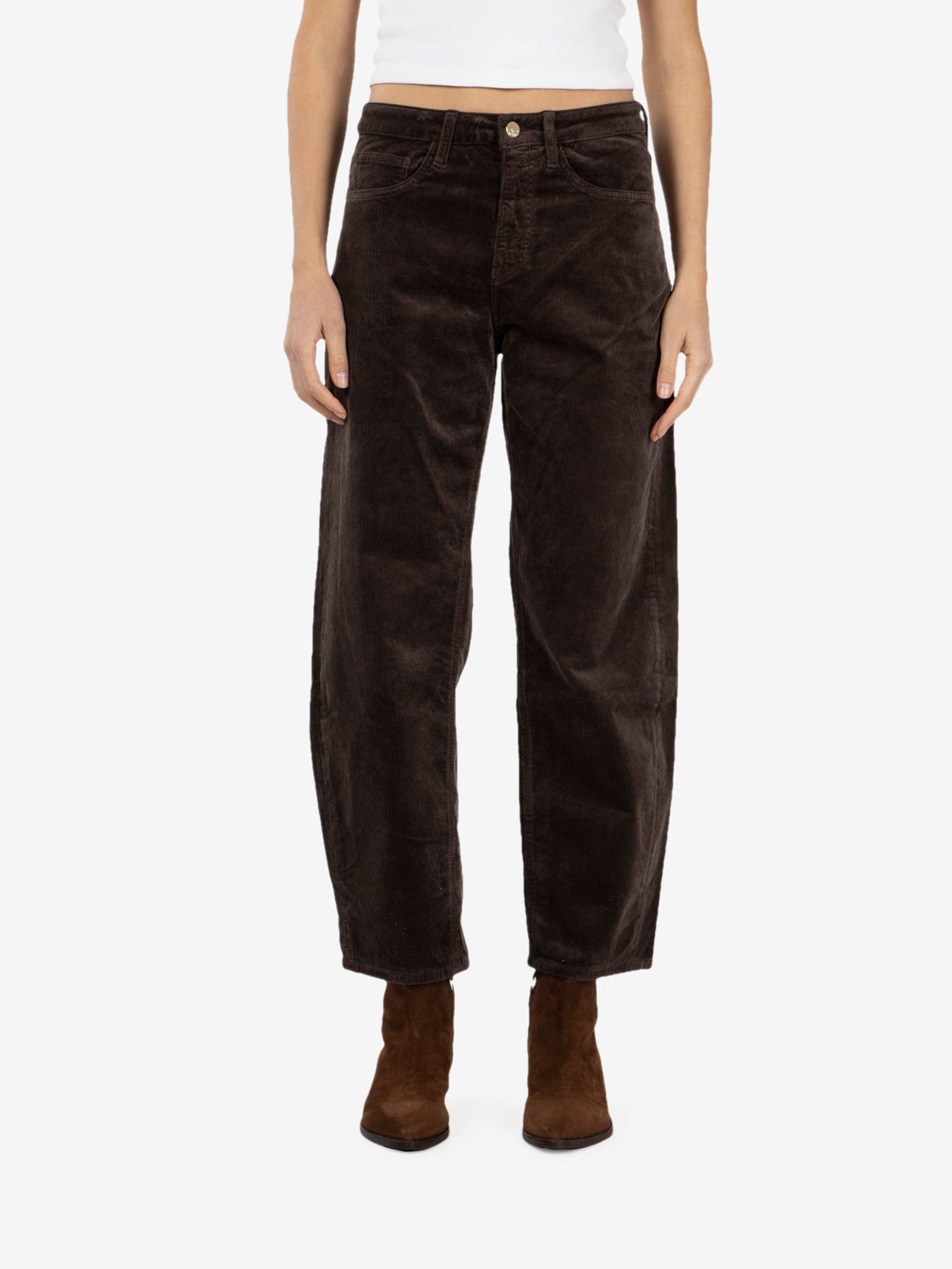 Pantaloni in velluto a coste carrot moro