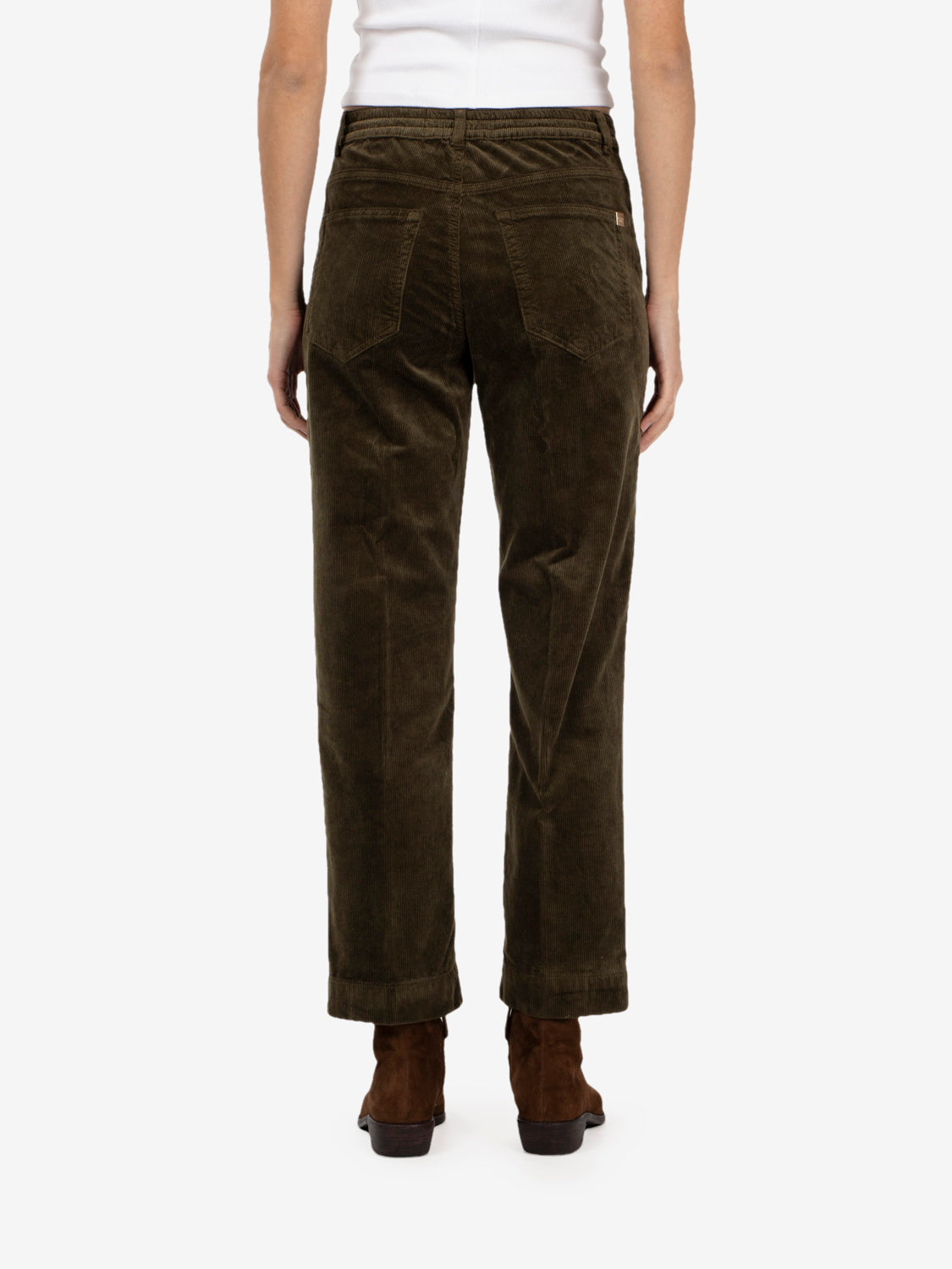 Pantaloni in velluto a coste muschio