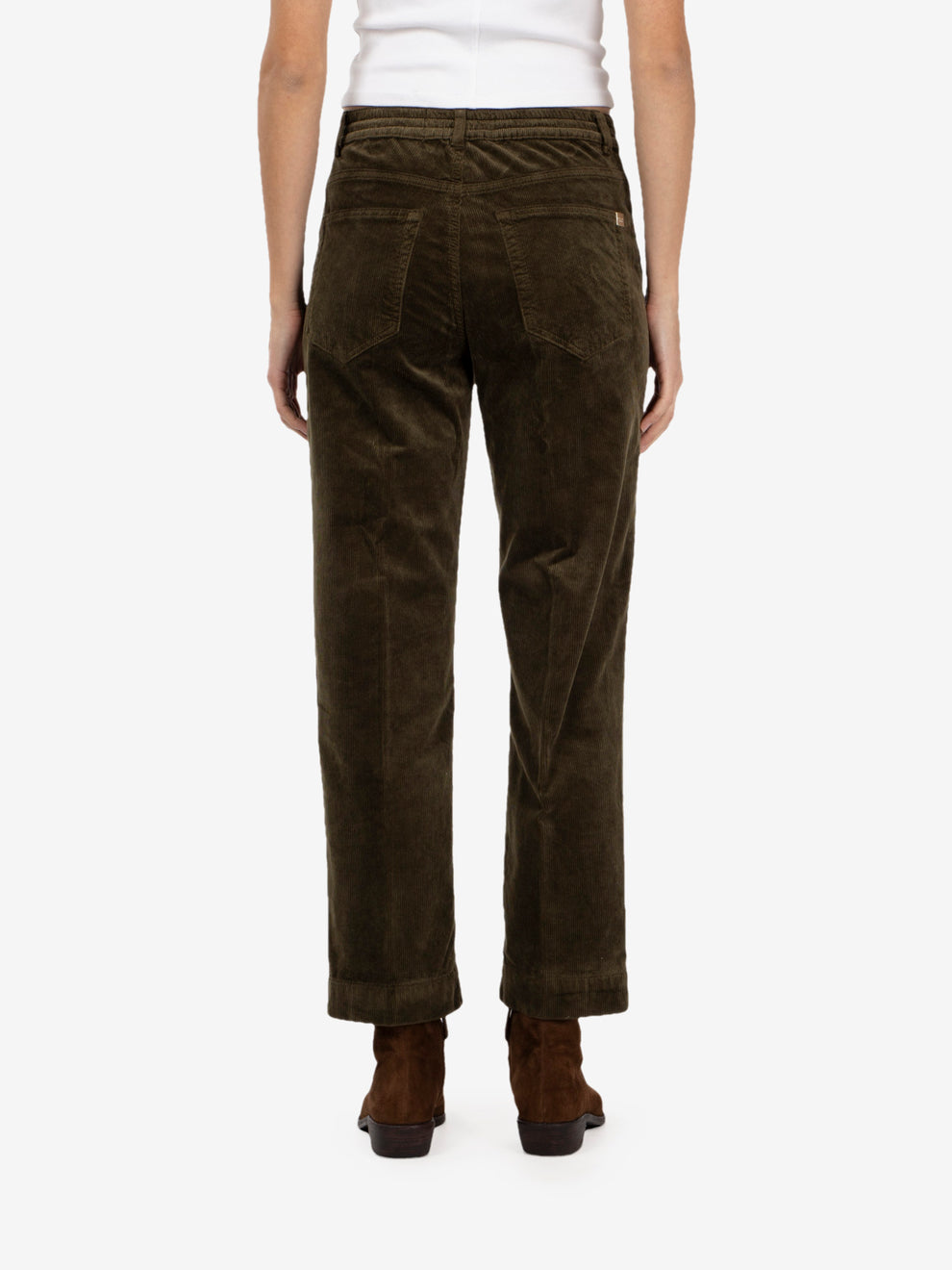 Pantaloni in velluto a coste muschio