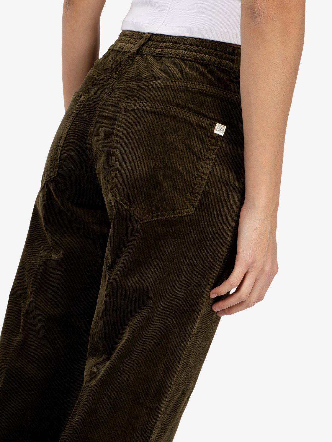 Pantaloni in velluto a coste muschio