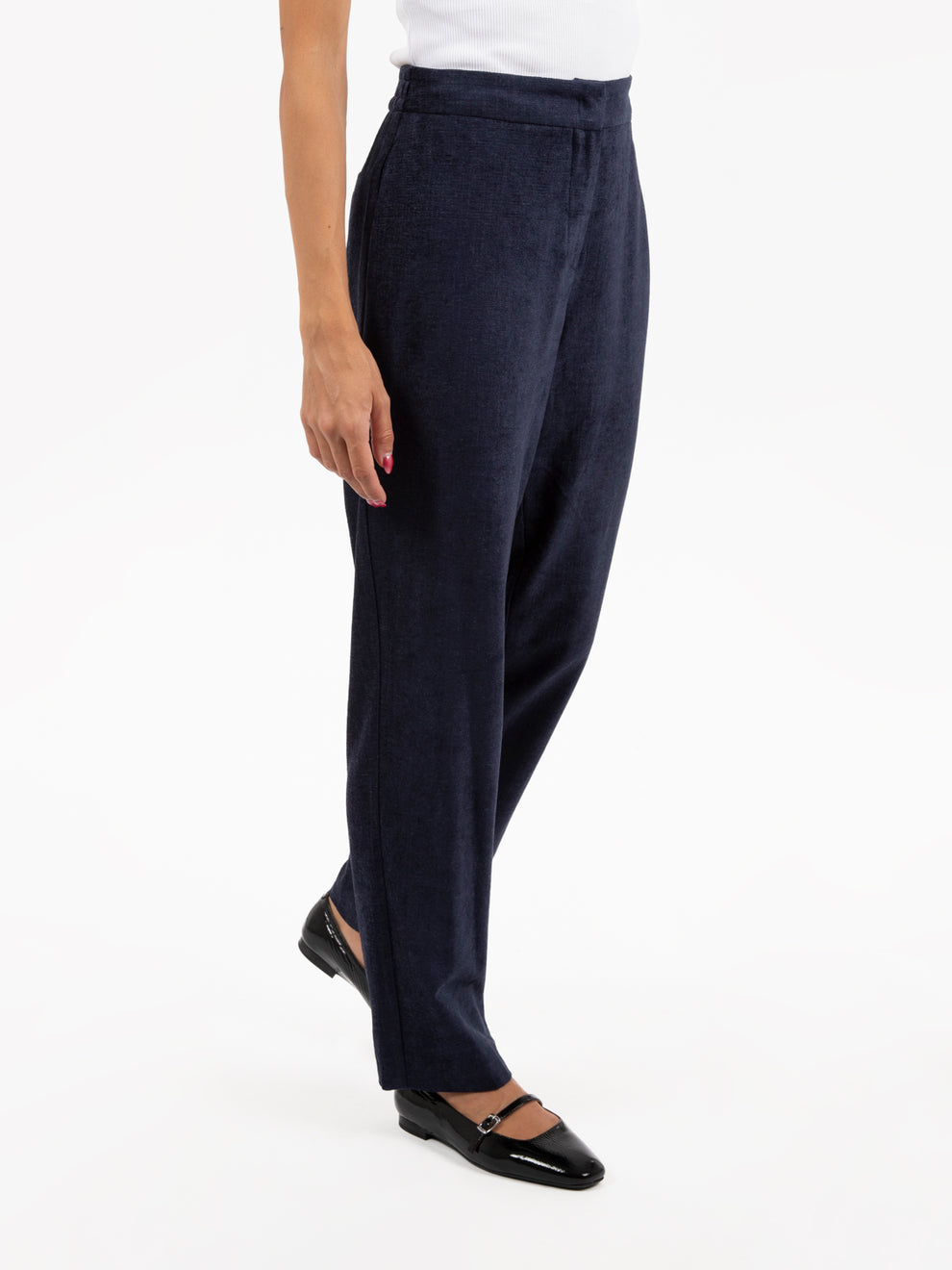 Pantaloni in velluto skinny blu notte