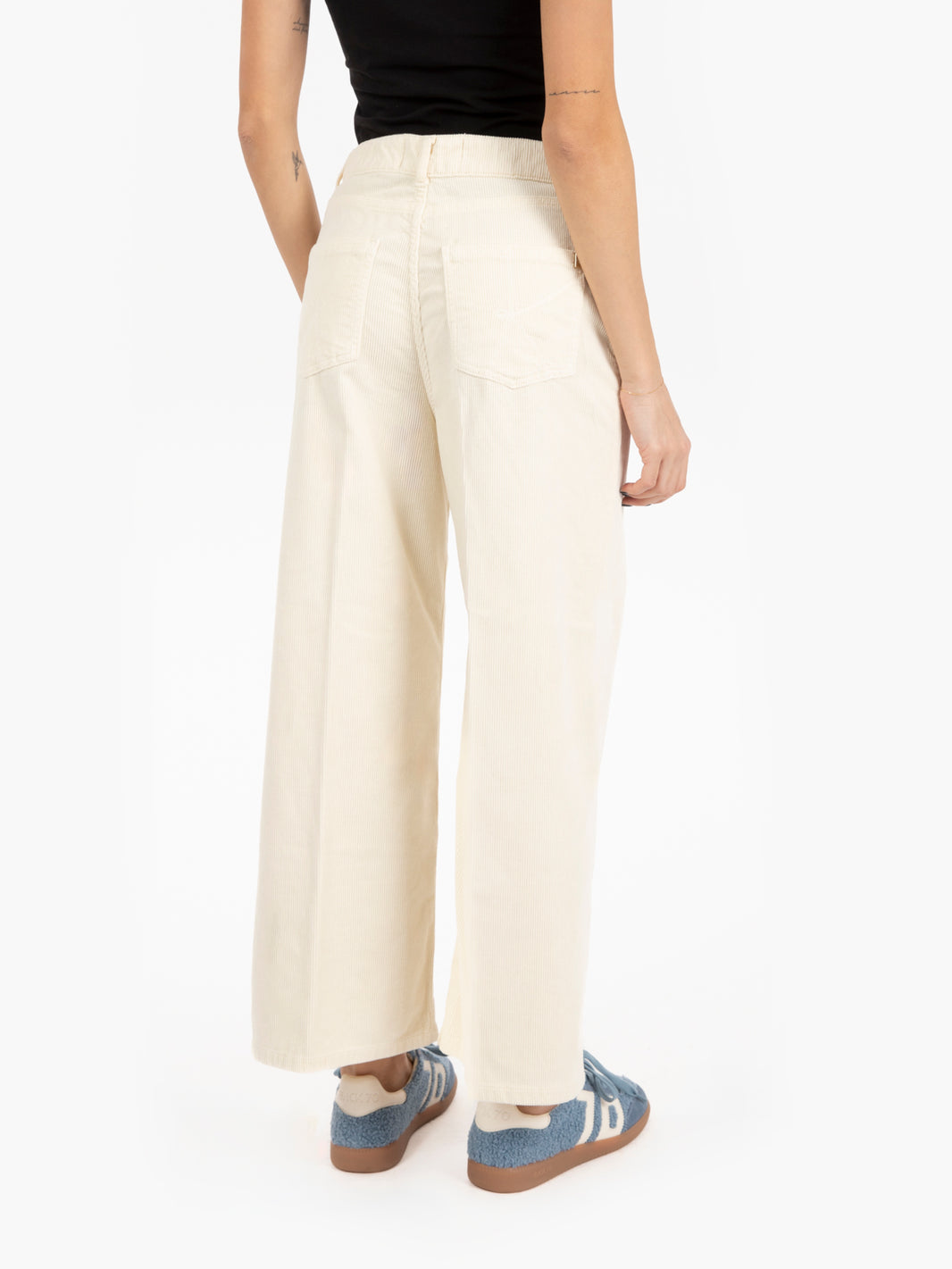 Pantaloni Norma crop in velluto a coste panna