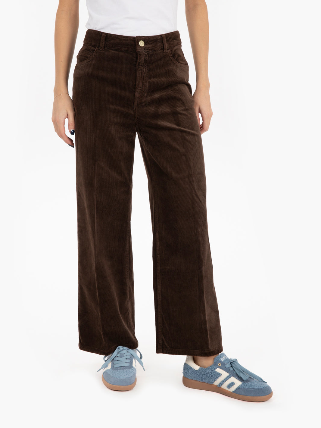 Pantaloni Norma crop in velluto a coste testa di moro