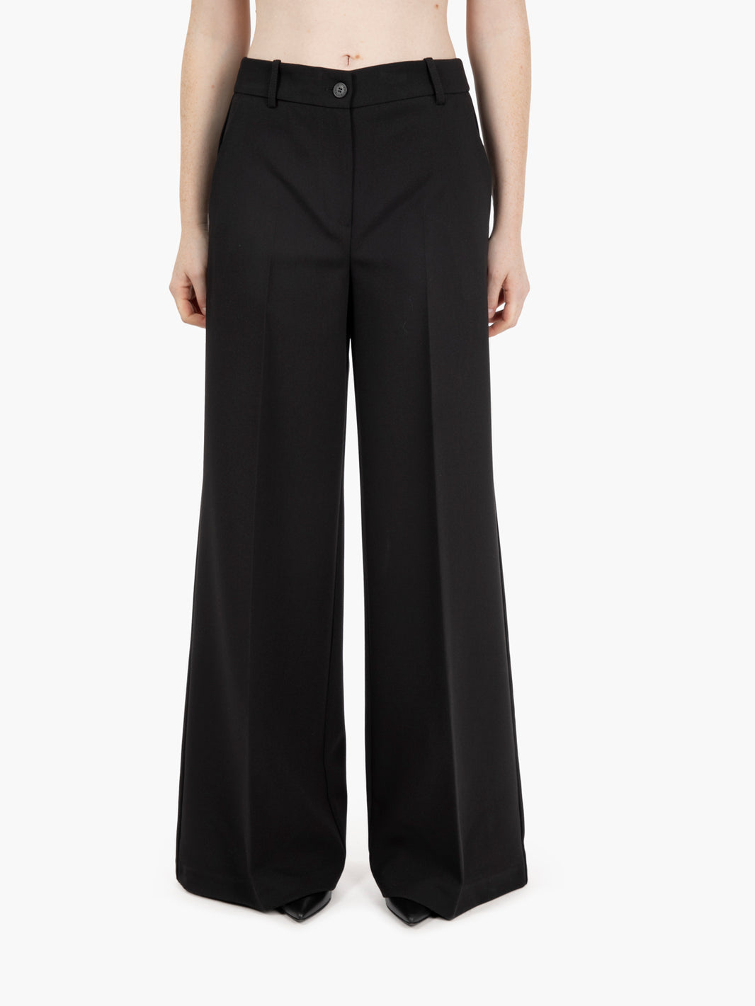Black high-waisted palazzo pants