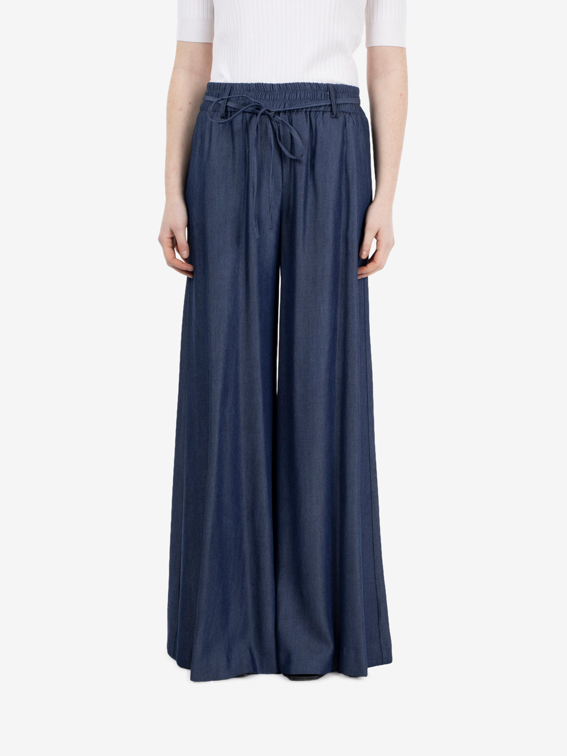 Pantaloni palazzo con coulisse blu