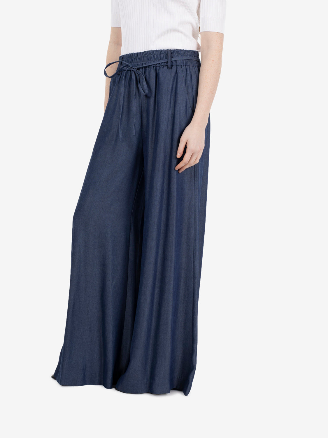 Pantaloni palazzo con coulisse blu