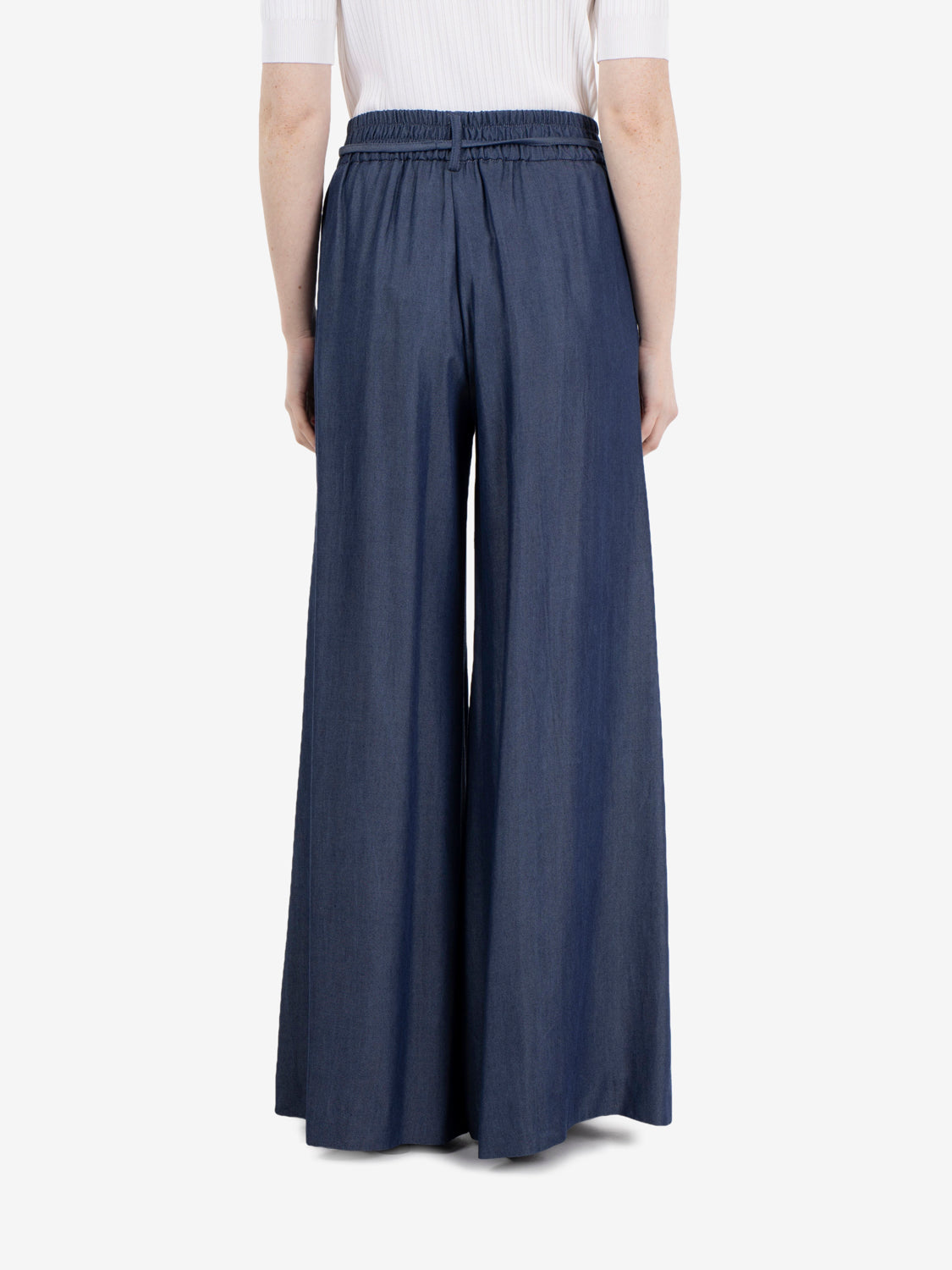 Pantaloni palazzo con coulisse blu