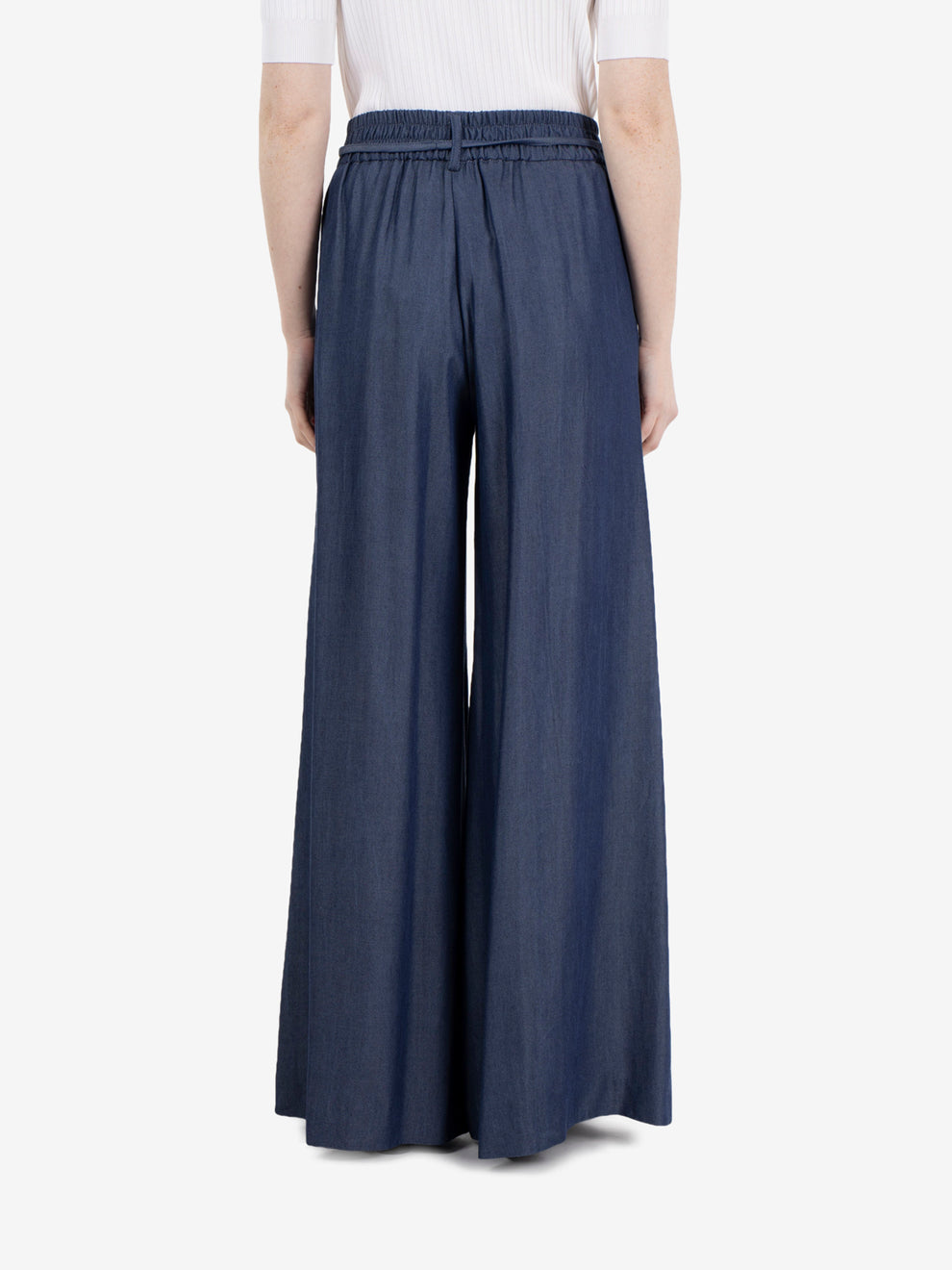 Pantaloni palazzo con coulisse blu