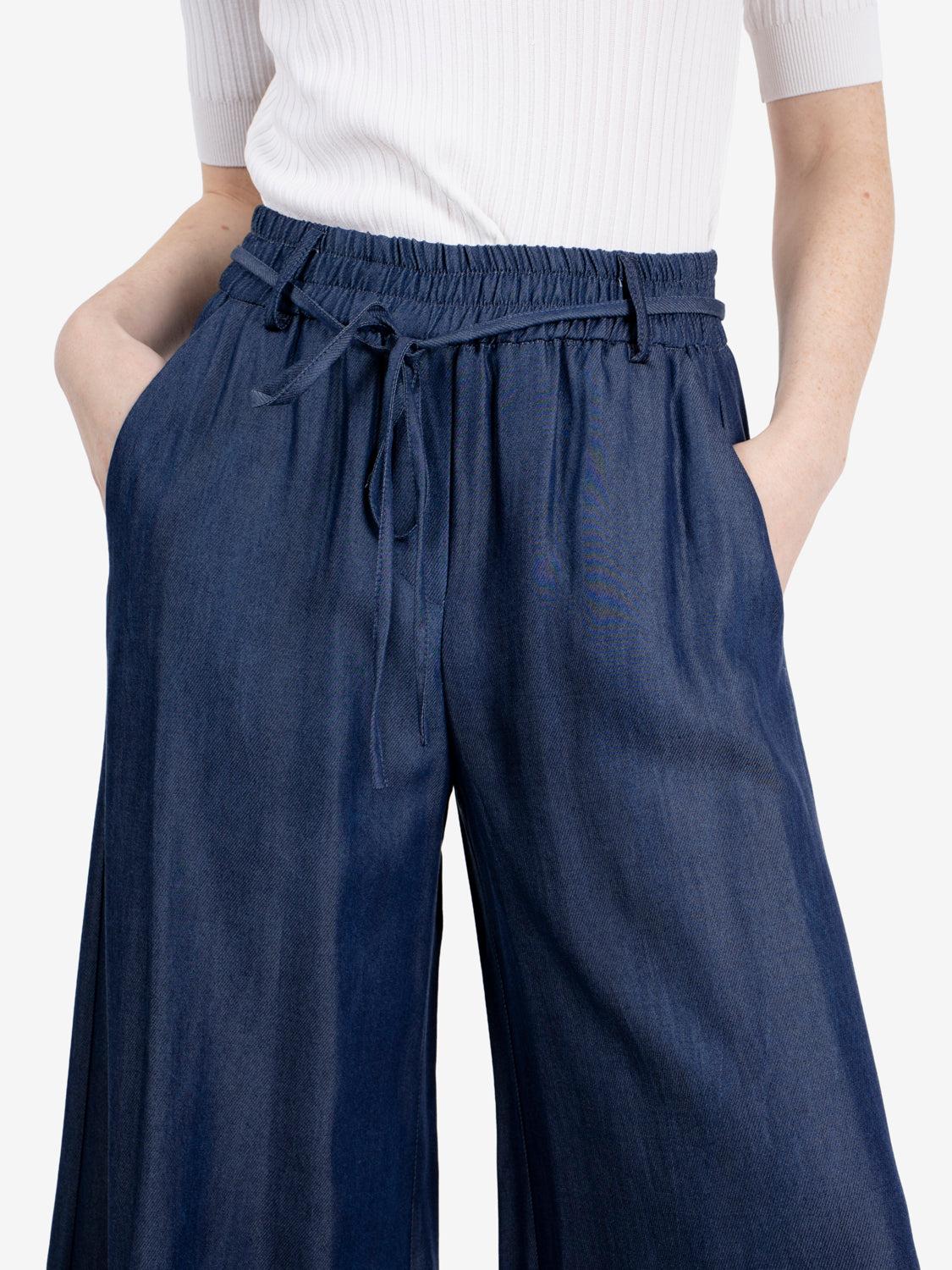 Pantaloni palazzo con coulisse blu