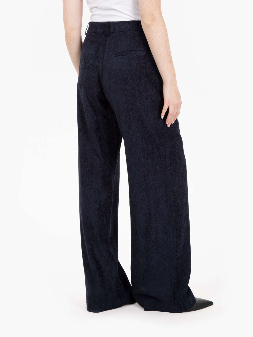 Pantaloni palazzo in velluto blu