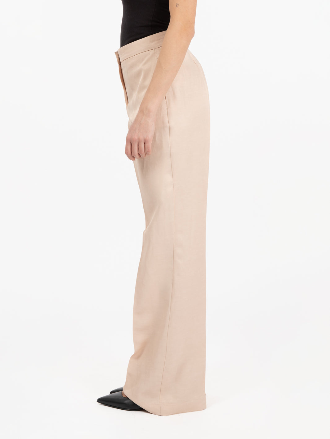 Pantaloni wide beige nude