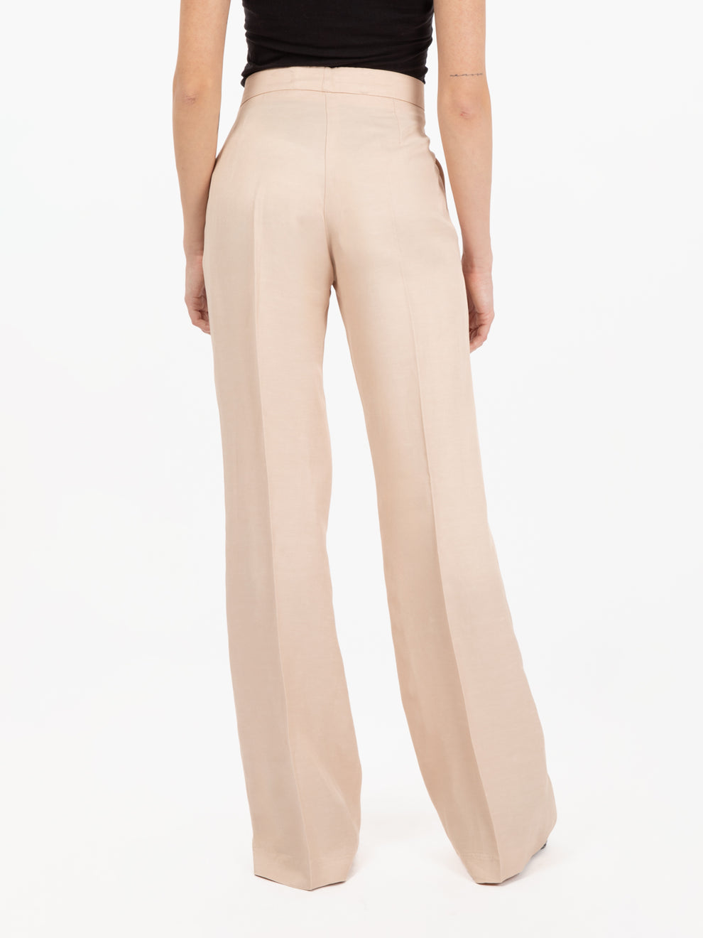 Pantaloni wide beige nude