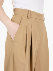 KAOS - Pantaloni wide viscosa e lino beige