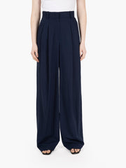 KAOS - Pantaloni wide viscosa e lino blu