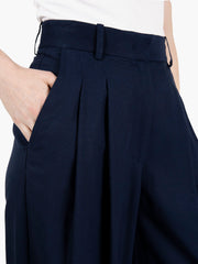 KAOS - Pantaloni wide viscosa e lino blu