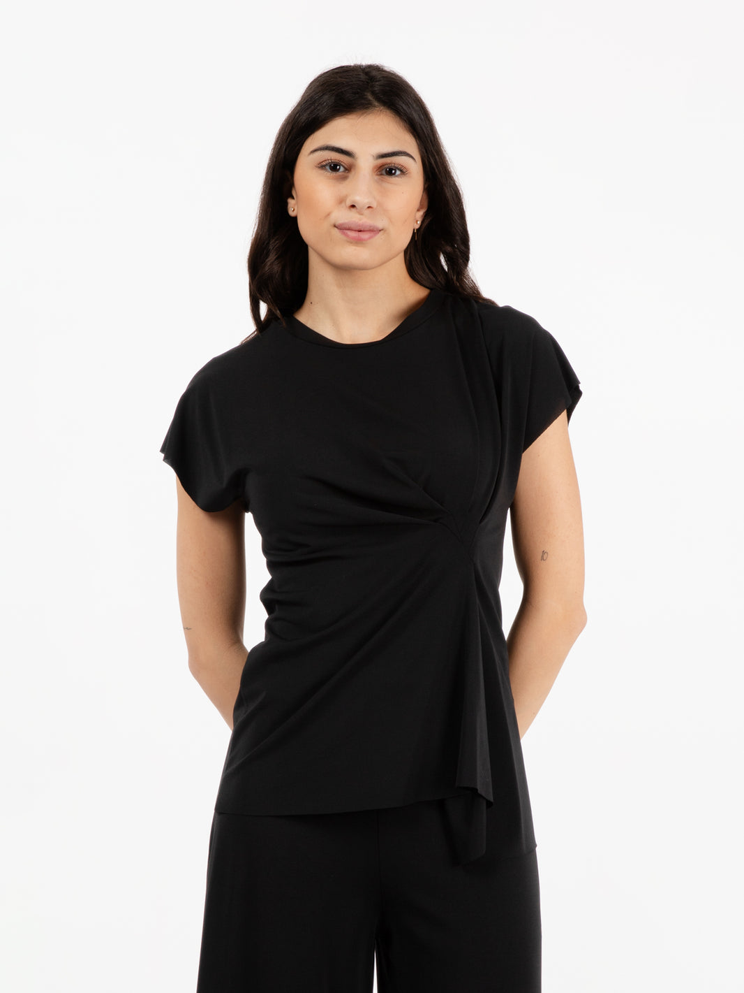 T-shirt drappeggio laterale nero