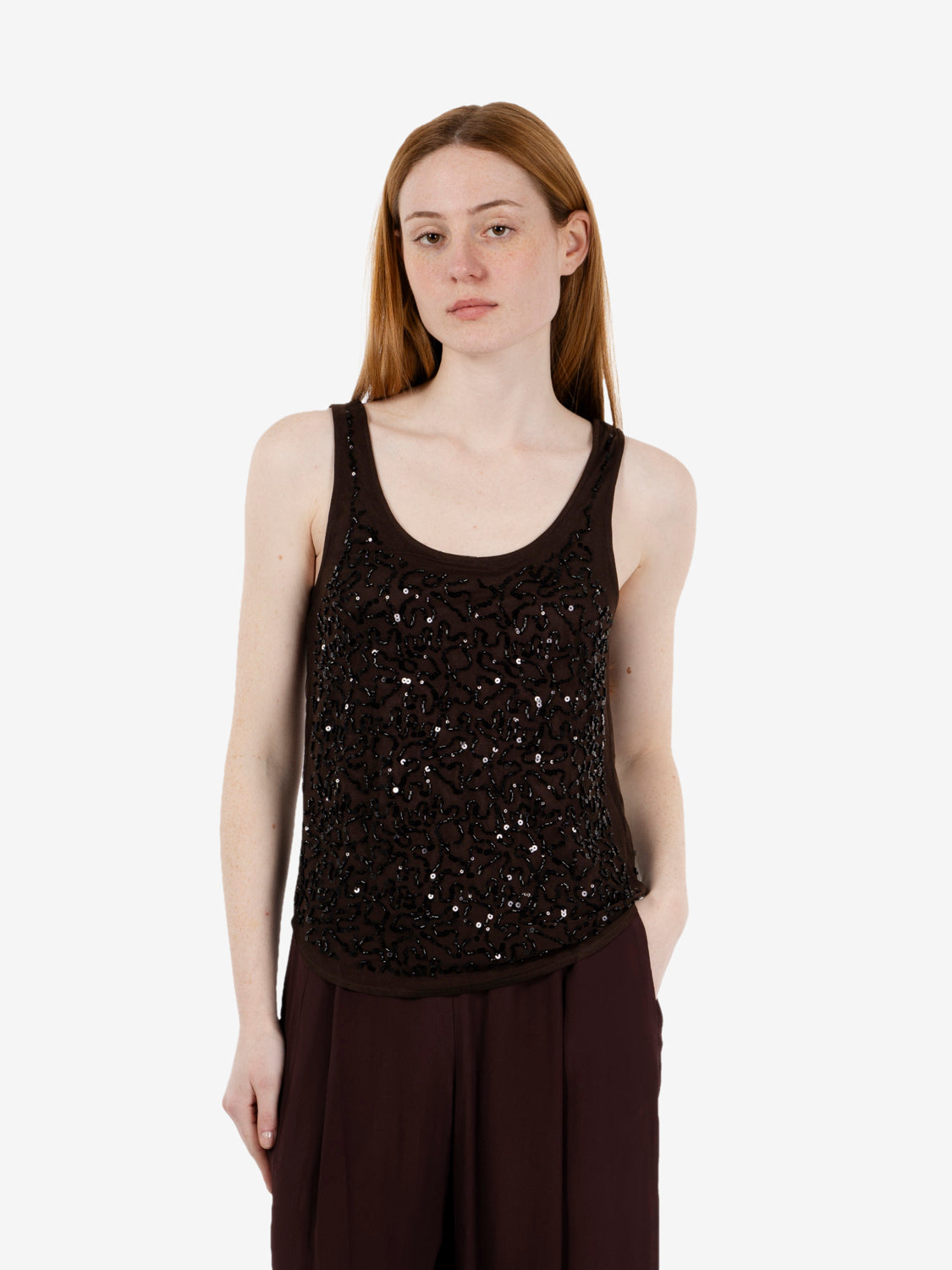 Chocolate beaded top