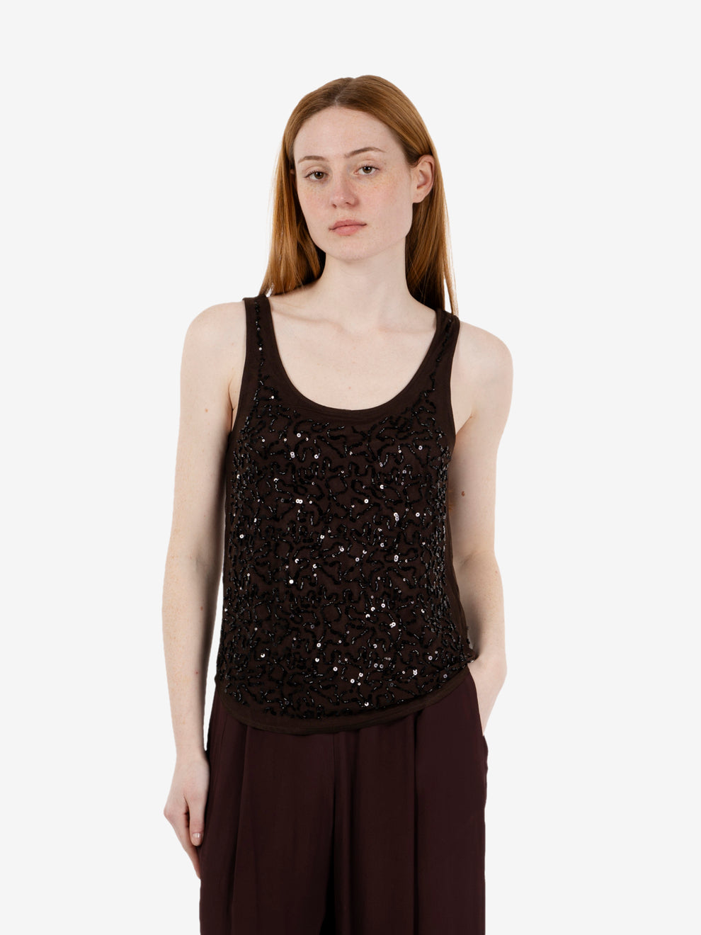 Chocolate beaded top