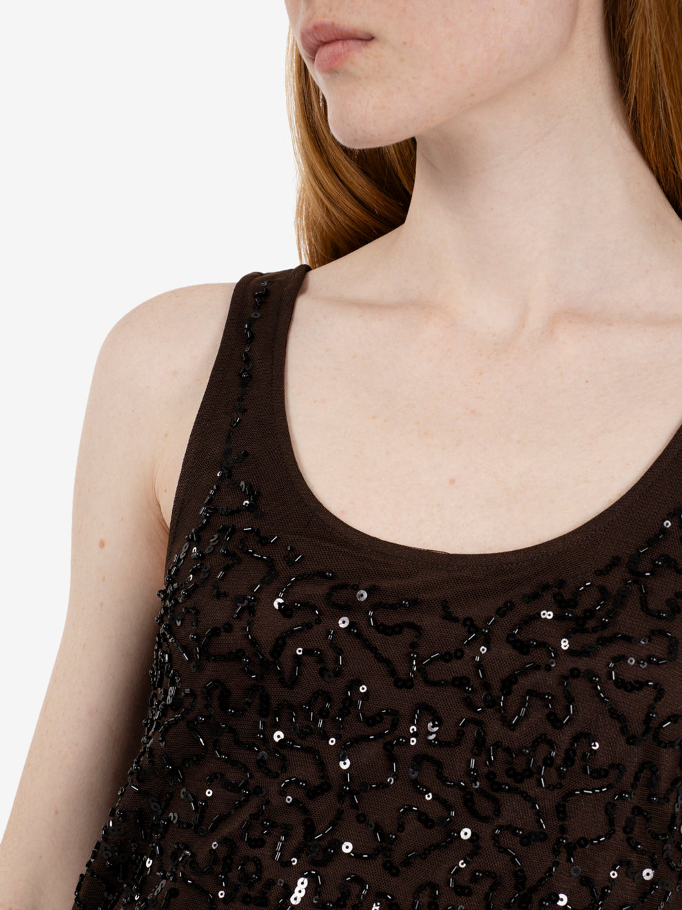 Chocolate beaded top