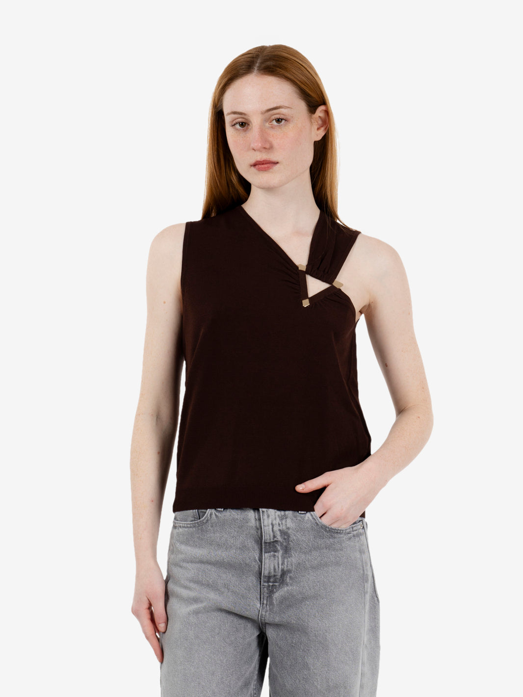 Top in maglia cioccolato