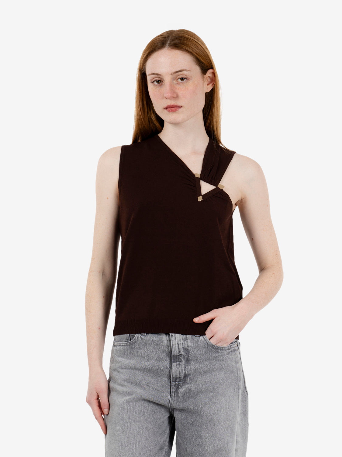 Top in maglia cioccolato