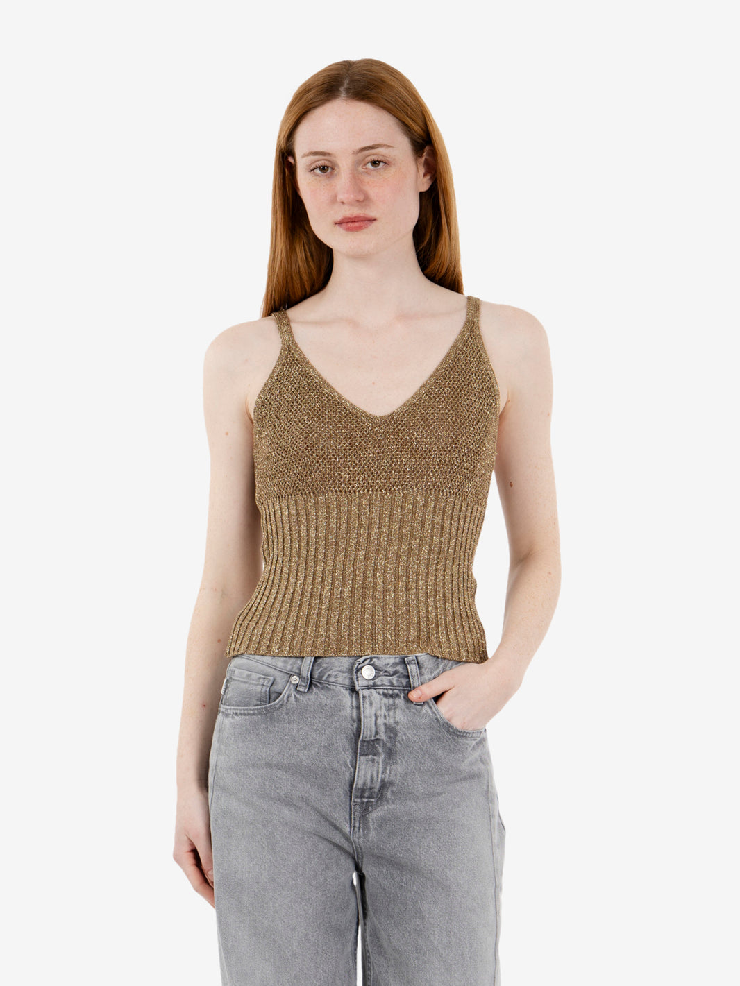 Gold lurex knit top
