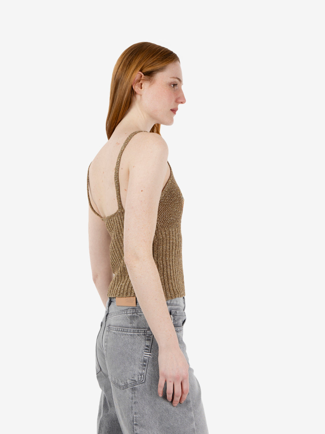 Top in maglia lurex oro
