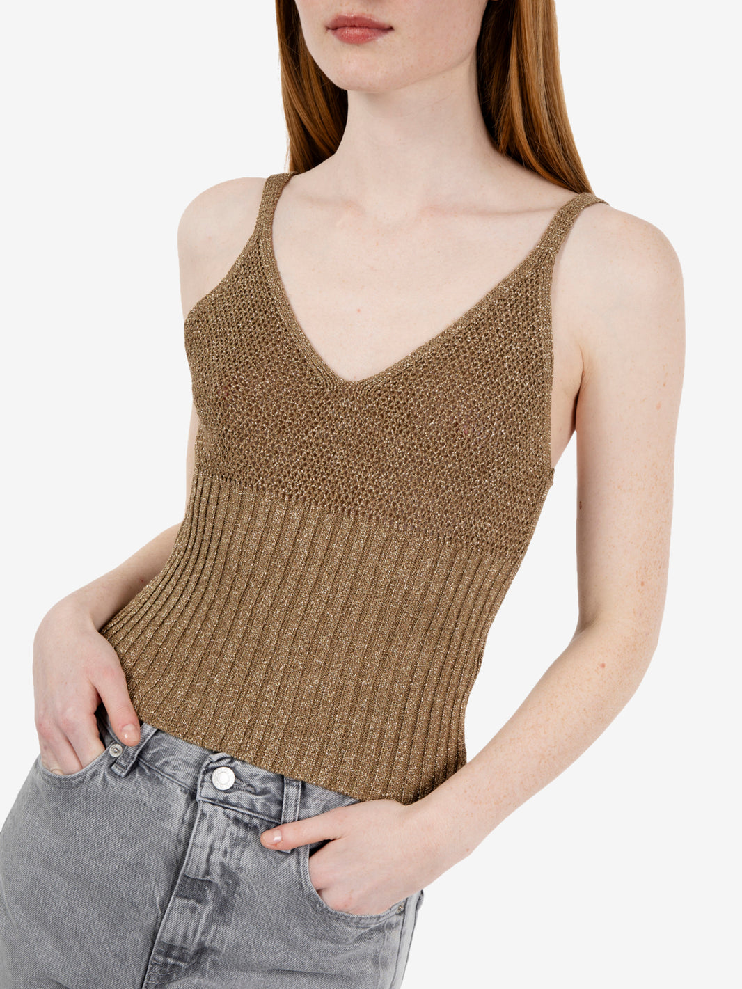 Gold lurex knit top