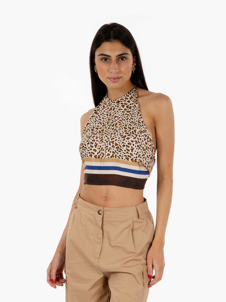 Top leopardato con schiena scoperta