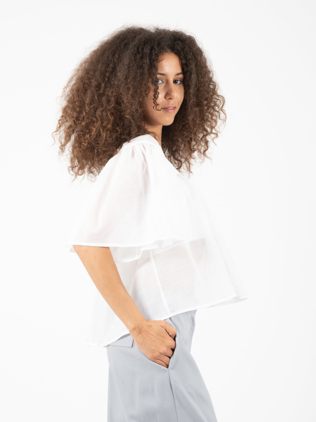 Top scollo quadrato bianco
