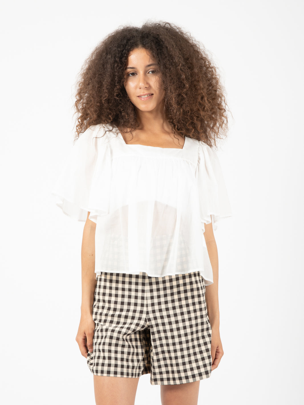 Top scollo quadrato panna