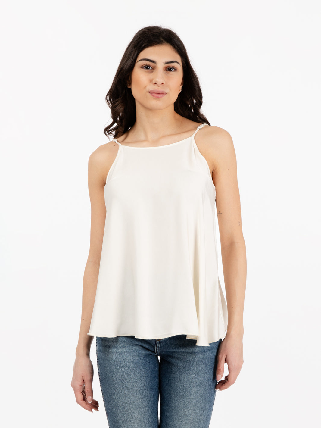 Top viscosa effetto satin antique beige