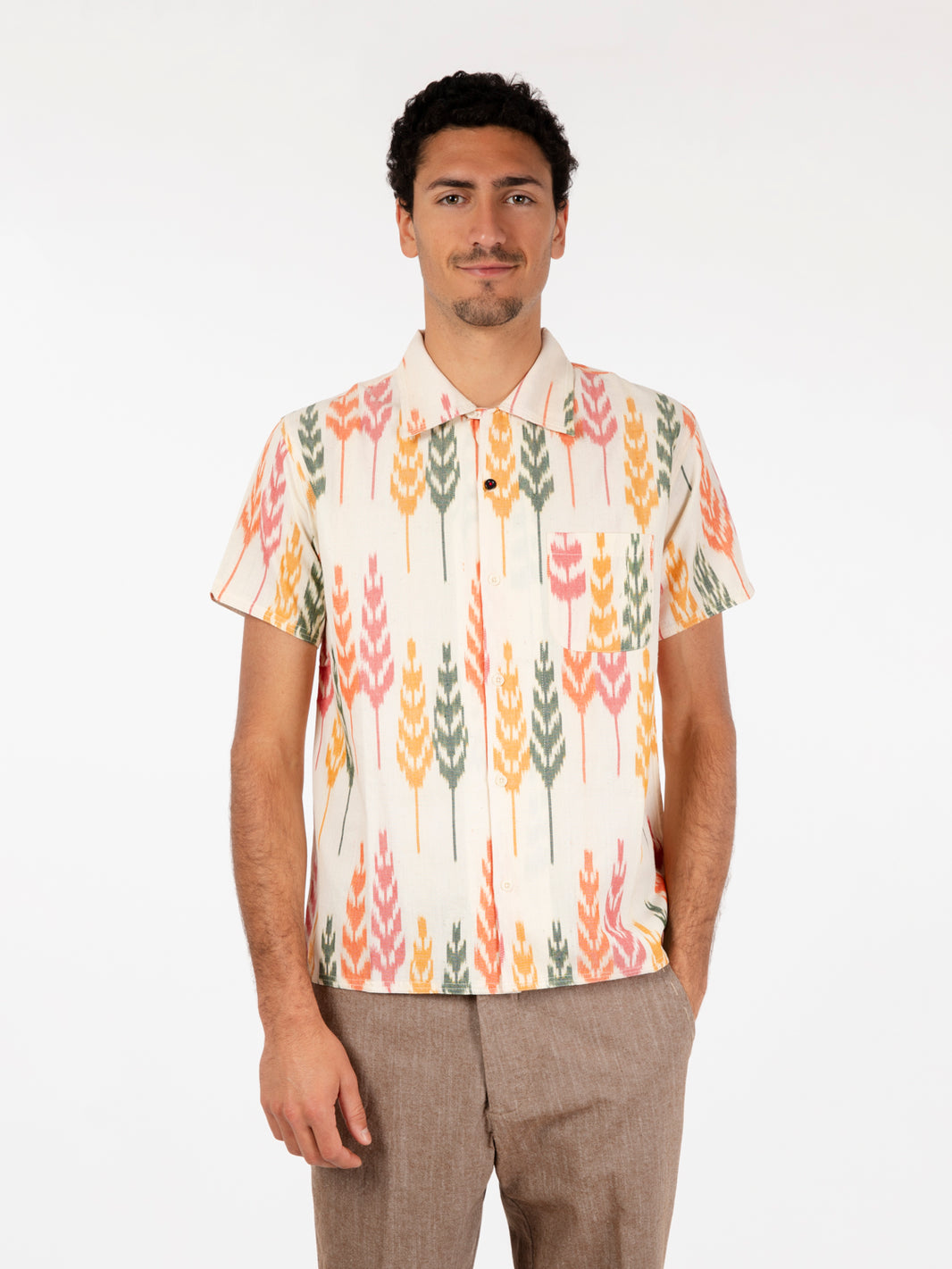 Chintan ikat shirt off white / multicolor