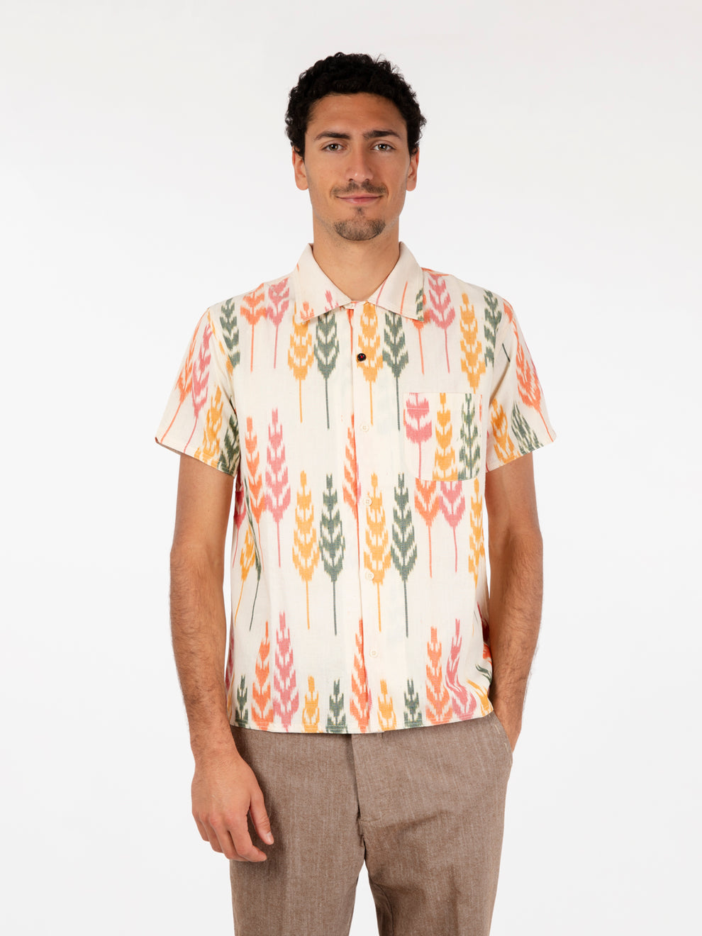 Camicia Chintan ikat off white / multicolor