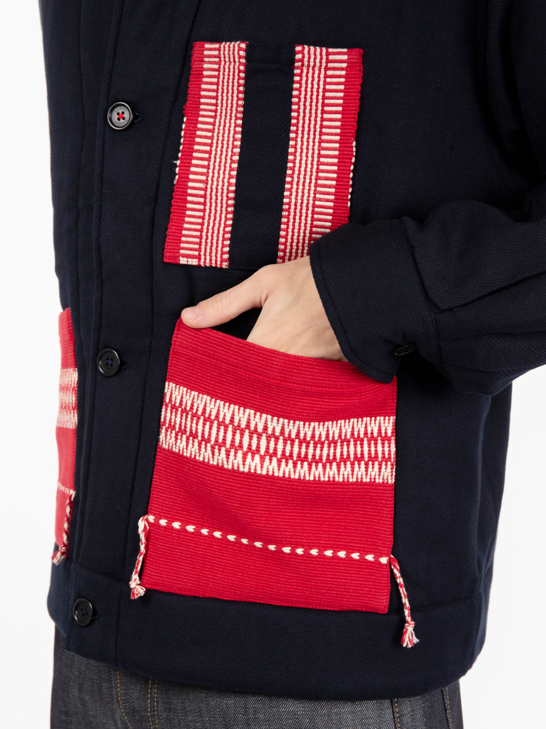 Bodhina Jacket with Contrast Pockets Red/Blue