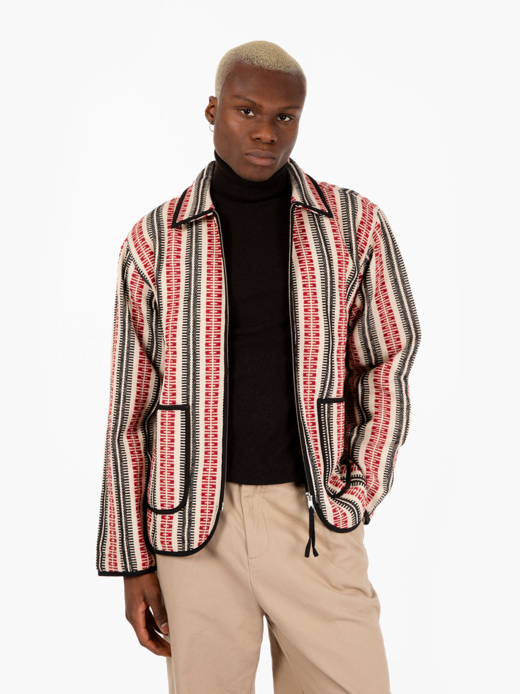 Navajo Zip Jacket Ivory/Red/Black