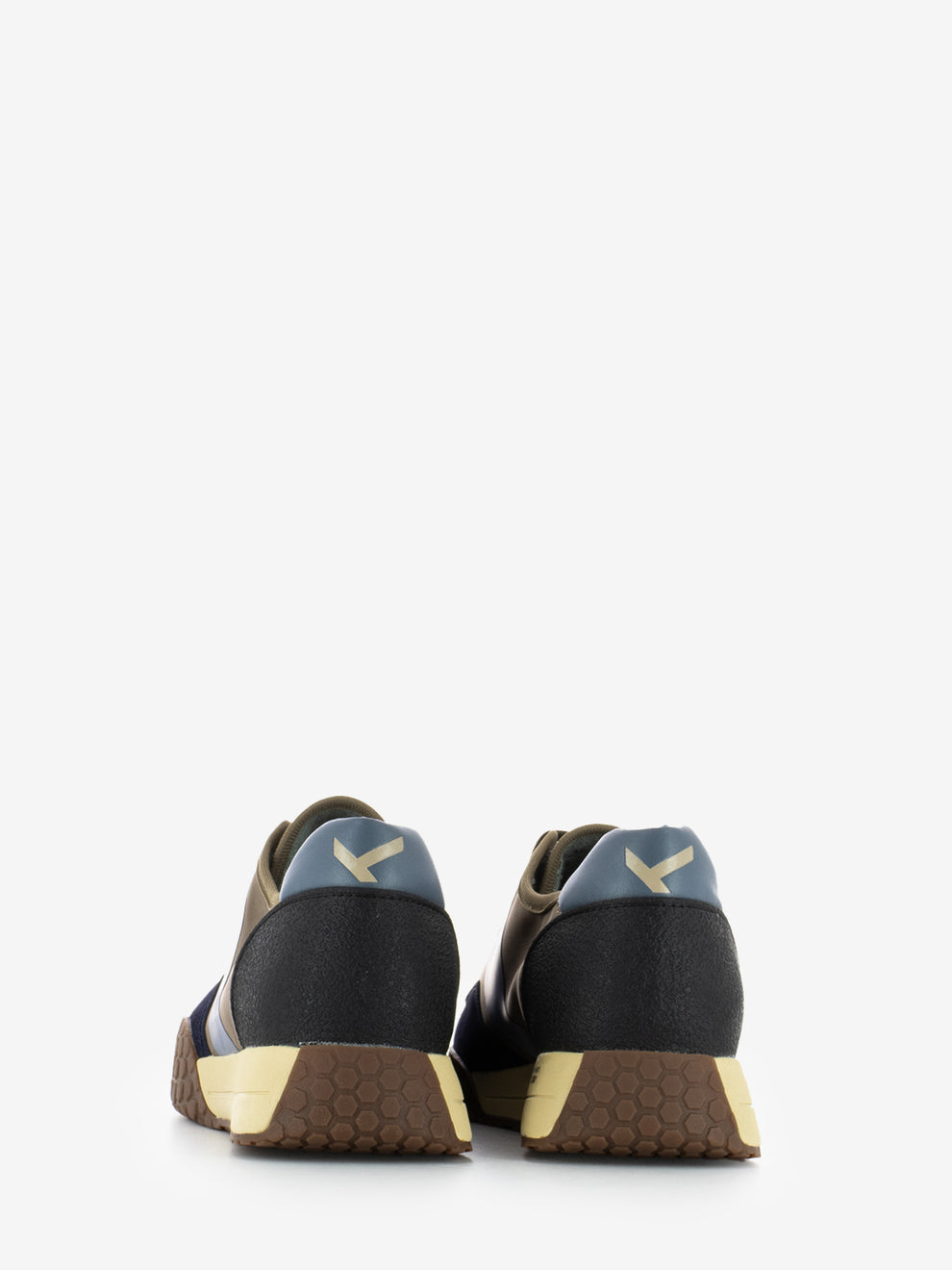 Sneakers in camoscio e nylon navy / brown