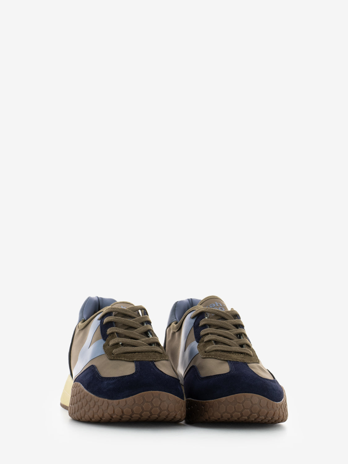 Sneakers in camoscio e nylon navy / brown