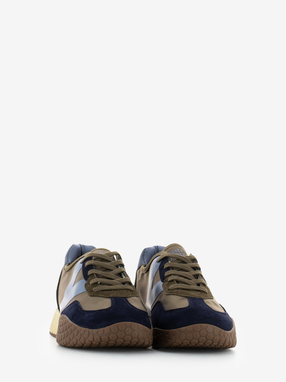 Sneakers in camoscio e nylon navy / brown