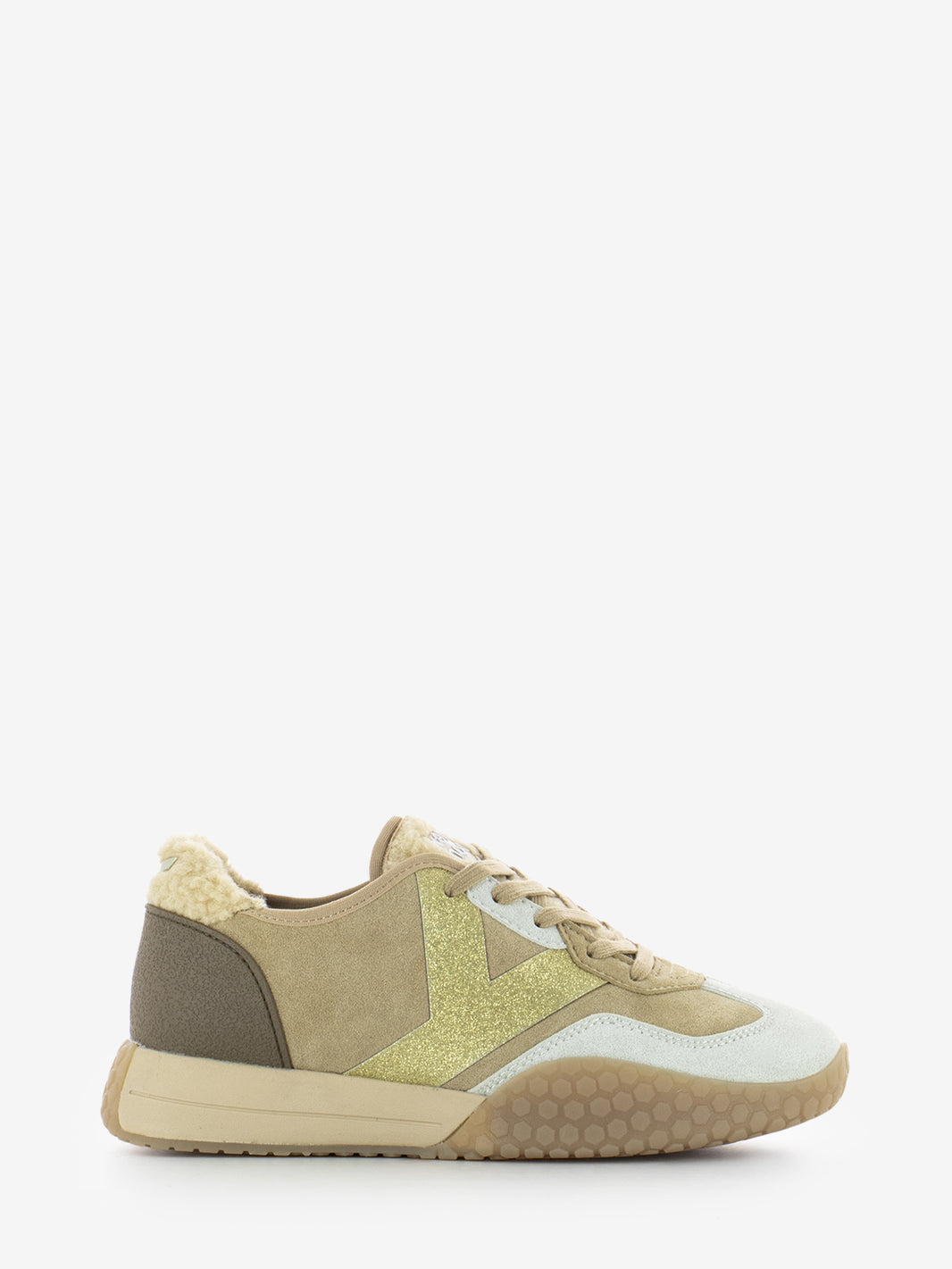 Sneakers in camoscio  e teddy nut / bronze