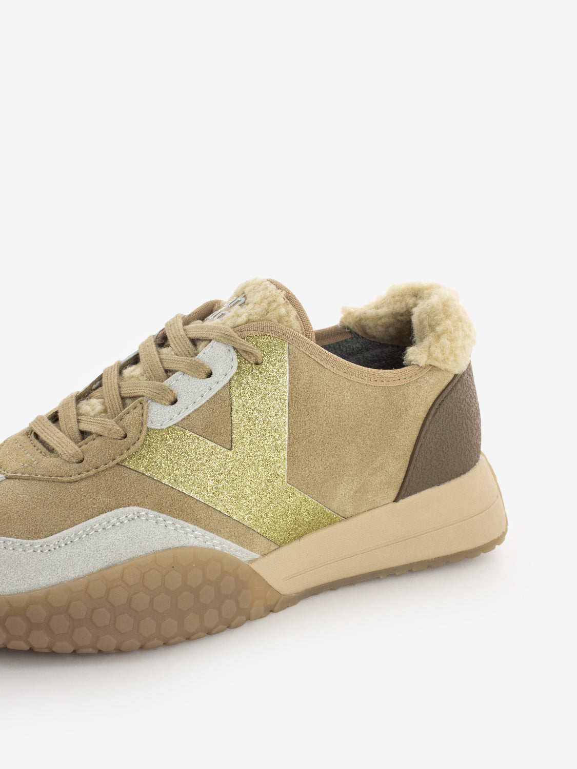 Sneakers in camoscio  e teddy nut / bronze